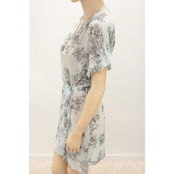 Vintage Apt 9 Wrap Robe Semi Sheer Peignoir Small Blue Floral Toile - Picture 2 of 8